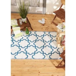 DII Design Imports Indoor Outdoor 3 X 6 Foot Reversible Lattice Woven Rectangular Runner Rug For Decks, Patios, Living Rooms, And Kitchens, Blue -Garden Furniture Store GUEST 372fe24f 8a53 46cf ac0f af4074beef70