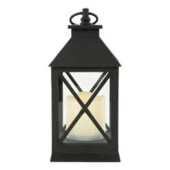 Northlight 9" LED Battery Operated Black Lantern With Flameless Candle