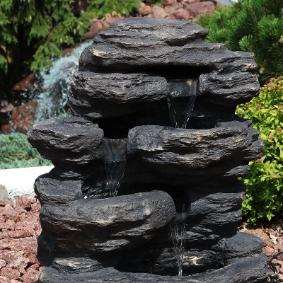 Sunnydaze Decor Sunnydaze 24"H Electric Polystone Rock Falls Waterfall Outdoor Water Fountain With LED Lights 5 Sunnydaze Decor Sunnydaze 24"H Electric Polystone Rock Falls Waterfall Outdoor Water Fountain With LED Lights - Image 5