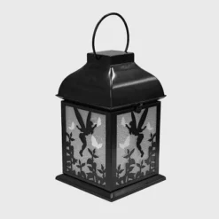Disney 8.3" Tinker Bell Solar Metal Outdoor Lantern Black