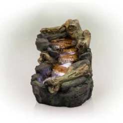 19" River Rocks And Logs Fountain With LED Lights Gray/Cool White - Alpine Corporation -Garden Furniture Store GUEST 399fdcdb 1116 402a b29f 4afecc3a3869