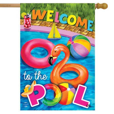 Welcome To The Pool Summer House Flag 28" X 40" Briarwood Lane 1 Welcome To The Pool Summer House Flag 28" X 40" Briarwood Lane