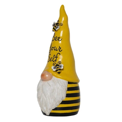 12" Polyresin "Bee Yourself" Indoor/Outdoor Garden Gnome Statue Yellow/Black - Alpine Corporation 2 12" Polyresin "Bee Yourself" Indoor/Outdoor Garden Gnome Statue Yellow/Black - Alpine Corporation - Image 2