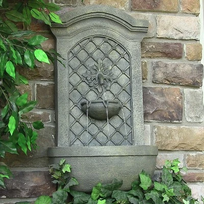 Sunnydaze Decor Sunnydaze 31"H Electric Polystone Rosette Leaf Outdoor Wall-Mount Water Fountain 1 Sunnydaze Decor Sunnydaze 31"H Electric Polystone Rosette Leaf Outdoor Wall-Mount Water Fountain