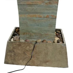 Sunnydaze Decor Sunnydaze 49"H Electric Spiraling Slate Outdoor Water Fountain With LED Lights -Garden Furniture Store GUEST 3c0c07a6 560c 4fa5 ad23 284be10ef60d
