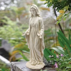 LuxenHome 30.5" H Virgin Mary Indoor Outdoor Statue Garden Statues, Gray Or Ivory -Garden Furniture Store GUEST 3feef617 9312 4888 9387 076642c8d318