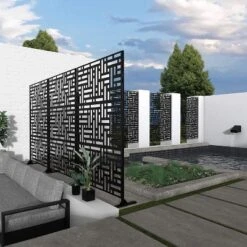 NewTown Decorative Privacy Screen Outdoor Divider With Stand, Featuring Precise Laser Cut,Metal Material-The Pop Home -Garden Furniture Store GUEST 402b4483 6f67 467d 85ee 95725215c813