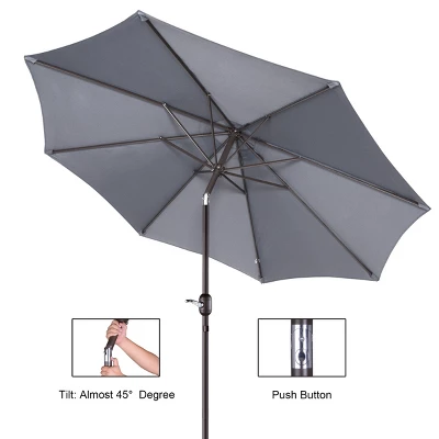 9-Foot Patio Umbrella - Easy Crank Outdoor Table Umbrella With Steel Ribs And Aluminum Pole For Deck, Porch, Backyard, Or Pool By Nature Spring (Gray) 1 9-Foot Patio Umbrella - Easy Crank Outdoor Table Umbrella With Steel Ribs And Aluminum Pole For Deck, Porch, Backyard, Or Pool By Nature Spring (Gray)
