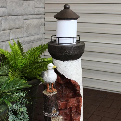 Sunnydaze Decor Sunnydaze 36"H Electric Polyresin Gull's Cove Lighthouse Outdoor Water Fountain With LED Light 11 Sunnydaze Decor Sunnydaze 36"H Electric Polyresin Gull's Cove Lighthouse Outdoor Water Fountain With LED Light - Image 11