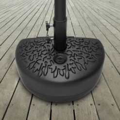 Nature Spring Half Moon Patio Umbrella Base, Fillable With 34 Lbs. Of Sand - Black