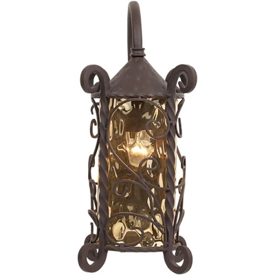 John Timberland Casa Seville Vintage Rustic Outdoor Wall Light Fixture Dark Walnut Scroll 18 1/2" Champagne Hammered Glass For Post Exterior Barn Deck 7 John Timberland Casa Seville Vintage Rustic Outdoor Wall Light Fixture Dark Walnut Scroll 18 1/2" Champagne Hammered Glass For Post Exterior Barn Deck - Image 7