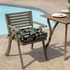 Arden Selections 21" X 21" Ashland Jacobean Outdoor Seat Cushion Black