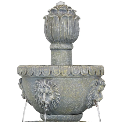 Sunnydaze Decor Sunnydaze 53"H Electric Fiberglass And Resin 4-Tier Lion Head Design Outdoor Water Fountain 2 Sunnydaze Decor Sunnydaze 53"H Electric Fiberglass And Resin 4-Tier Lion Head Design Outdoor Water Fountain - Image 2