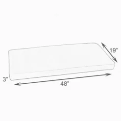 Sunbrella 48" X 19" X 3" Outdoor Corded Bench Cushion Charcoal Gray/Ivory