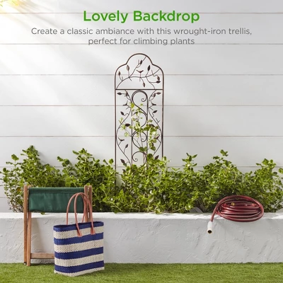 Best Choice Products 60x15in Iron Arched Garden Trellis Fence Panel W/ Branches, Birds For Climbing Plants - Bronze 5 Best Choice Products 60x15in Iron Arched Garden Trellis Fence Panel W/ Branches, Birds For Climbing Plants - Bronze - Image 5