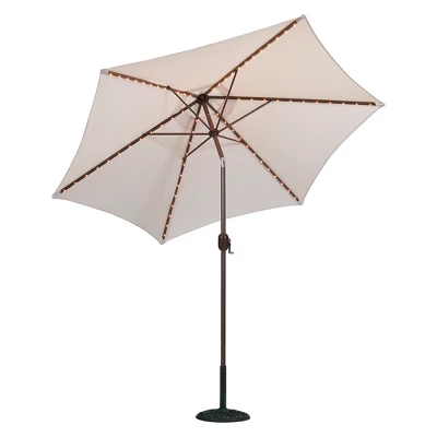 9' X 9' Round Lighted Patio Umbrella Cream - Tropishade 1 9' X 9' Round Lighted Patio Umbrella Cream - Tropishade