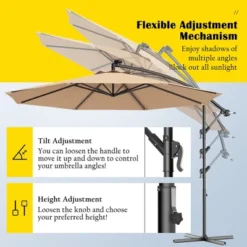 Costway 10' Hanging Solar LED Umbrella Patio Sun Shade Offset Market W/Base Beige -Garden Furniture Store GUEST 4f5d0f1b 23a1 4818 b4eb 8f0aa076ed20