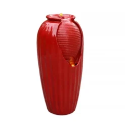 Teamson Home Indoor/Outdoor Contemporary Vase Water Fountain With LED Lights, Red -Garden Furniture Store GUEST 50d58dac 89cf 4d93 8ab1 e900ca96ead1