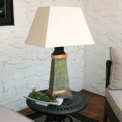 Sunnydaze Decor Sunnydaze Contemporary Natural Slate With Copper Trim And Fabric Cream Shade Accent Indoor/Outdoor Weather-Resistant Table Lamp 16 Sunnydaze Decor Sunnydaze Contemporary Natural Slate With Copper Trim And Fabric Cream Shade Accent Indoor/Outdoor Weather-Resistant Table Lamp -Garden Furniture Store GUEST 5321517b 42c5 4223 bbd9 8425cf92f239