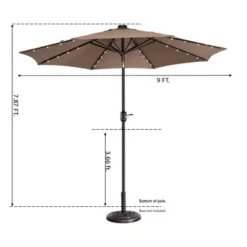 Nature Spring Patio Umbrella With LED Lights, 5-Position Vertical Tilt, 9' - Brown -Garden Furniture Store GUEST 54dd849e ecec 46ba ab26 e2117860ab7d