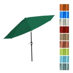 Nature Spring 10' Auto-Tilt Hand-Crank Patio Umbrella - Hunter Green Color