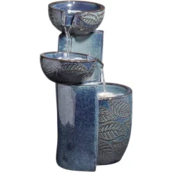 John Timberland Summer Leaves Cascading Bowls Modern Outdoor Floor Water Fountain With LED Light 26" For Yard Garden Patio Deck Porch House Exterior -Garden Furniture Store GUEST 56375fca 3b9e 4059 b2db 975bdfeec3f6