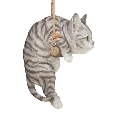 Design Toscano Gray Tabby Kitty On A Perch Hanging Cat Sculpture - Multicolored 4 Design Toscano Gray Tabby Kitty On A Perch Hanging Cat Sculpture - Multicolored - Image 4