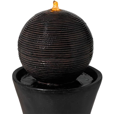 John Timberland Dark Sphere Modern Zen Bubbler Pillar Outdoor Floor Water Fountain With LED Light 30" For Yard Garden Patio Home Deck Porch Exterior 2 John Timberland Dark Sphere Modern Zen Bubbler Pillar Outdoor Floor Water Fountain With LED Light 30" For Yard Garden Patio Home Deck Porch Exterior - Image 2