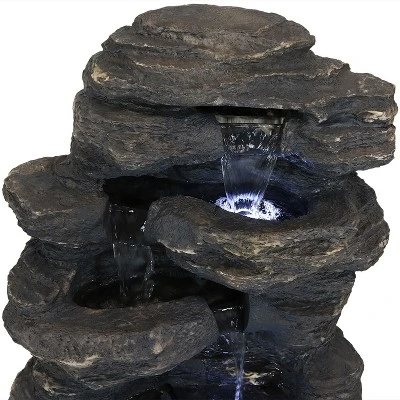 Sunnydaze Decor Sunnydaze 24"H Electric Polystone Rock Falls Waterfall Outdoor Water Fountain With LED Lights 3 Sunnydaze Decor Sunnydaze 24"H Electric Polystone Rock Falls Waterfall Outdoor Water Fountain With LED Lights - Image 3