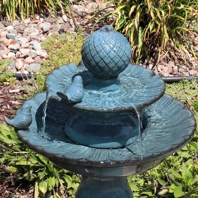 Sunnydaze Decor Sunnydaze 27"H Electric Green Ceramic 2-Tier Resting Birds Outdoor Water Fountain 5 Sunnydaze Decor Sunnydaze 27"H Electric Green Ceramic 2-Tier Resting Birds Outdoor Water Fountain - Image 5