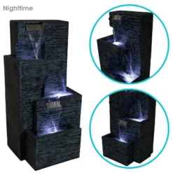 Sunnydaze Decor Sunnydaze 32"H Electric Polyresin Cascading Tower Tiered Outdoor Water Fountain With LED Lights 12 Sunnydaze Decor Sunnydaze 32"H Electric Polyresin Cascading Tower Tiered Outdoor Water Fountain With LED Lights -Garden Furniture Store GUEST 5b67107e c019 42af a267 1d82599aa674