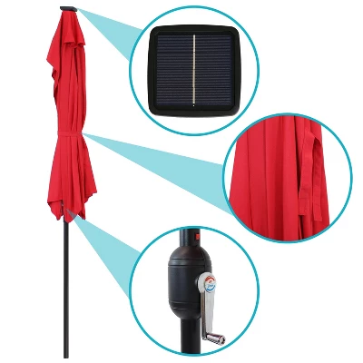 Sunnydaze Decor Sunnydaze Solar Outdoor Half Patio Umbrella With LED Lights And Crank - 9' 5 Sunnydaze Decor Sunnydaze Solar Outdoor Half Patio Umbrella With LED Lights And Crank - 9' - Image 5