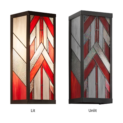 16.25" 1-Light Mission Style Rectangular Outdoor Stained Glass Wall Sconce Red - River Of Goods 4 16.25" 1-Light Mission Style Rectangular Outdoor Stained Glass Wall Sconce Red - River Of Goods - Image 4