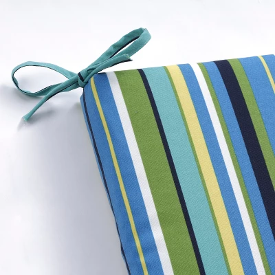 Outdoor Square Edge Seat Cushion - Topanga Stripe - Pillow Perfect 1 Outdoor Square Edge Seat Cushion - Topanga Stripe - Pillow Perfect