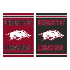 Evergreen Embossed Suede Flag, House Size, University Of Arkansas