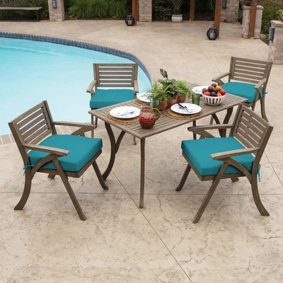 Arden Selections 21" X 21" Leala Texture Outdoor Seat Cushion Lake Blue 3 Arden Selections 21" X 21" Leala Texture Outdoor Seat Cushion Lake Blue - Image 3