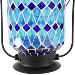 Sunnydaze Decor Sunnydaze Solar LED Outdoor Cool Blue Mosaic Lantern - 8.5" -Garden Furniture Store GUEST 661d0c50 5a51 4a0e 8c7d 5d598938c6d8