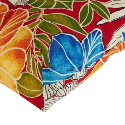 Aloha Red Floral Outdoor Bench Cushion - Kensington Garden 4 Aloha Red Floral Outdoor Bench Cushion - Kensington Garden - Image 4