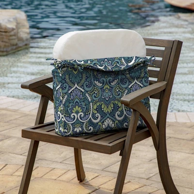 19" X 20" ProFoam Outdoor Rounded Back Seat Cushion Aurora Blue Damask - Arden Selections 4 19" X 20" ProFoam Outdoor Rounded Back Seat Cushion Aurora Blue Damask - Arden Selections - Image 4