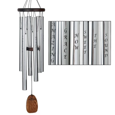 Woodstock Wind Chimes Signature Collection, Affirmation Chime, 25'' Amazing Grace Silver Wind Chime AFASB 2 Woodstock Wind Chimes Signature Collection, Affirmation Chime, 25'' Amazing Grace Silver Wind Chime AFASB - Image 2