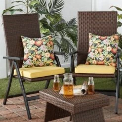 Set Of 2 Jungle Floral Outdoor Square Throw Pillows - Kensington Garden -Garden Furniture Store GUEST 68c46501 b695 477a a263 e3529f1cdbad