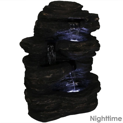 Sunnydaze Decor Sunnydaze 24"H Electric Polystone Rock Falls Waterfall Outdoor Water Fountain With LED Lights 2 Sunnydaze Decor Sunnydaze 24"H Electric Polystone Rock Falls Waterfall Outdoor Water Fountain With LED Lights - Image 2