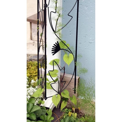 46" Tall Iron Downspout Decorative Garden Trellis Black Powder Coat Finish - Achla Designs 1 46" Tall Iron Downspout Decorative Garden Trellis Black Powder Coat Finish - Achla Designs