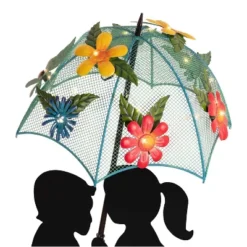 39" Iron Boy & Girl Silhouettes Holding Solar Lighted Umbrella - Alpine Corporation -Garden Furniture Store GUEST 6d2d7a28 e91a 4f6b bf24 bb692e76908b