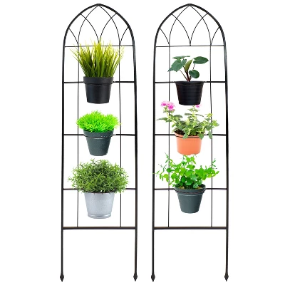 Sunnydaze Decor Sunnydaze 2-Piece Arched Climbing Plants Wall Trellis With Flower Pot Supports 6 Sunnydaze Decor Sunnydaze 2-Piece Arched Climbing Plants Wall Trellis With Flower Pot Supports - Image 6