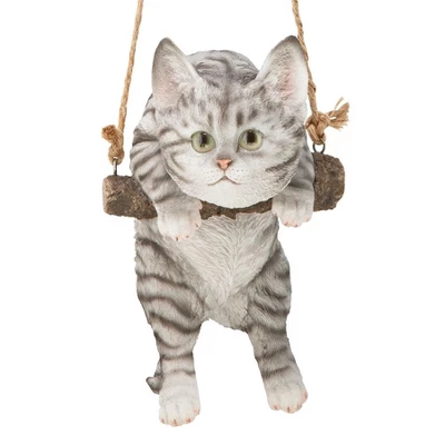 Design Toscano Gray Tabby Kitty On A Perch Hanging Cat Sculpture - Multicolored 2 Design Toscano Gray Tabby Kitty On A Perch Hanging Cat Sculpture - Multicolored - Image 2