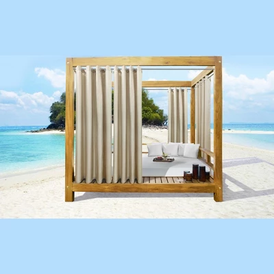 Commonwealth Seascapes Light Filtering Provide Privacy And Shade Grommet Outdoor Panel Pair Linen 4 Commonwealth Seascapes Light Filtering Provide Privacy And Shade Grommet Outdoor Panel Pair Linen - Image 4