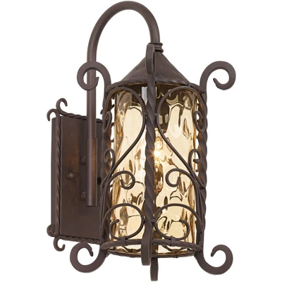 John Timberland Casa Seville Vintage Rustic Outdoor Wall Light Fixture Dark Walnut Scroll 18 1/2" Champagne Hammered Glass For Post Exterior Barn Deck 6 John Timberland Casa Seville Vintage Rustic Outdoor Wall Light Fixture Dark Walnut Scroll 18 1/2" Champagne Hammered Glass For Post Exterior Barn Deck - Image 6