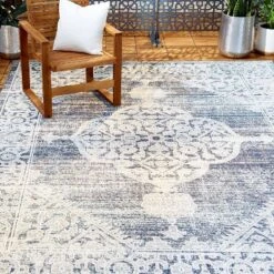 Sofia Magnolia 5'3" X 7'2" Outdoor Patio Rug Navy Blue - Nicole Miller -Garden Furniture Store GUEST 73b6d95f 2e4e 40a1 97a9 5896e565217a