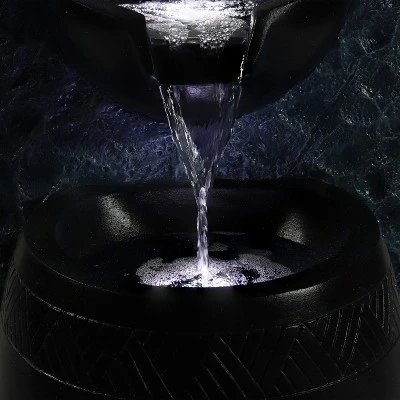 Sunnydaze Decor Sunnydaze Peaceful Rain Electric Outdoor Water Fountain - 31.75" H - Gray And Black 2 Sunnydaze Decor Sunnydaze Peaceful Rain Electric Outdoor Water Fountain - 31.75" H - Gray And Black - Image 2